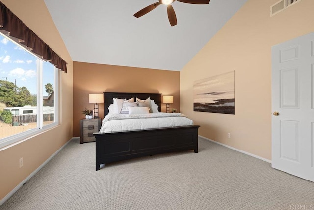9481 Deanly St, Lakeside, CA 92040 - bedroom featuring vaulted ceiling, light carpet, and ceiling fan
