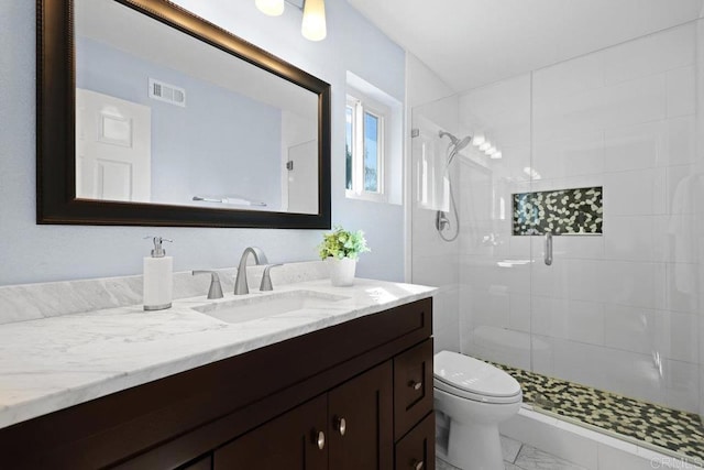 9481 Deanly St, Lakeside, CA 92040 - bathroom with a stall shower, vanity, and marble finish flooring
