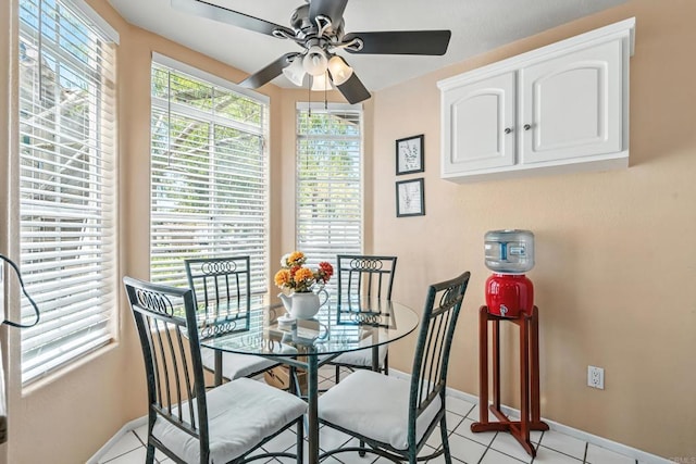 3428 Cameo Dr # 49, Oceanside, CA 92056 - dining room featuring ceiling fan and light tile patterned floors