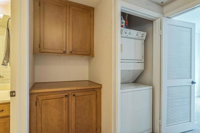 7677 Mission Gorge Rd Unit 148, San Diego, CA 92120 - laundry room with stacked washing machine and dryer