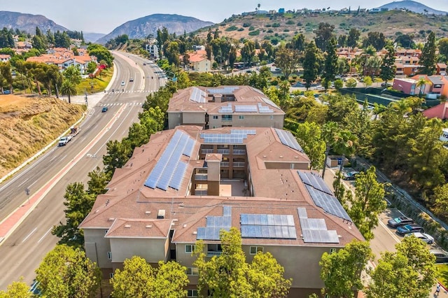 7677 Mission Gorge Rd Unit 148, San Diego, CA 92120 - aerial view of property and surrounding area with a mountainous background and a main thoroughfare