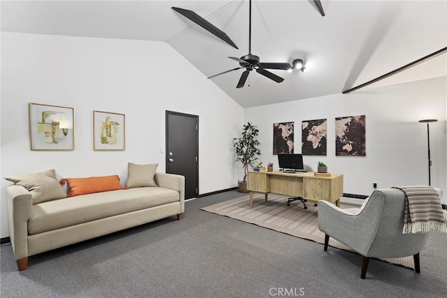 1742 253rd St, Lomita, CA 90717 - office with carpet flooring, ceiling fan, and high vaulted ceiling