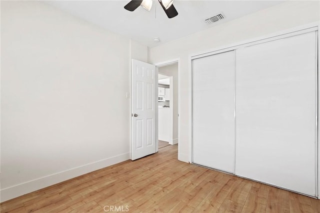 1742 253rd St, Lomita, CA 90717 - unfurnished bedroom featuring light wood finished floors, a closet, and ceiling fan