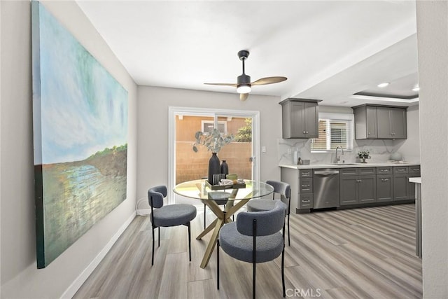 931 W Duarte Rd Unit 6, Arcadia, CA 91007 - dining space featuring light wood finished floors, a ceiling fan, recessed lighting, and a raised ceiling
