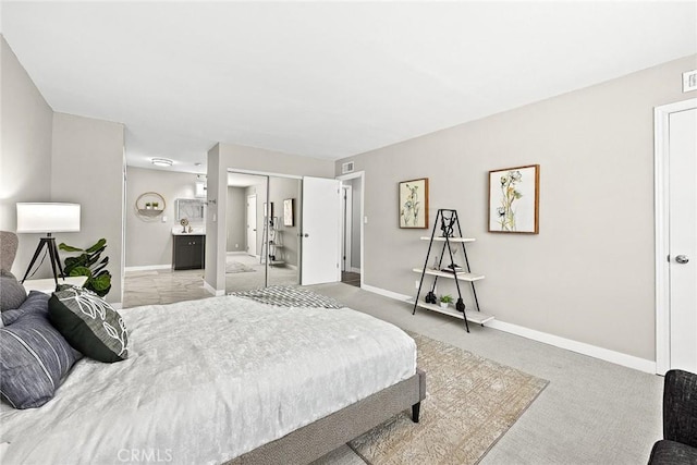 931 W Duarte Rd Unit 6, Arcadia, CA 91007 - bedroom featuring light colored carpet, ensuite bath, and a closet