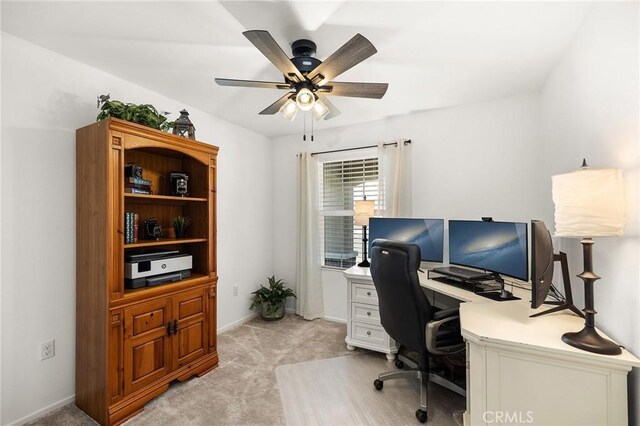 1943 Auger Pl, Hemet, CA 92545 - home office with ceiling fan and light carpet