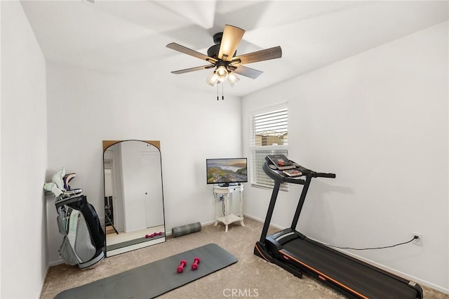 1943 Auger Pl, Hemet, CA 92545 - exercise room featuring carpet floors and a ceiling fan