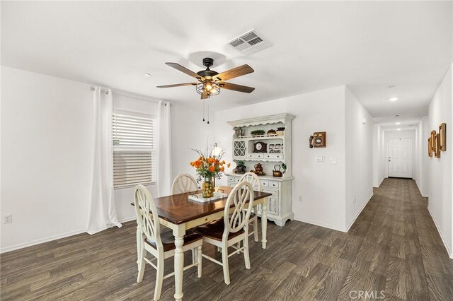 1943 Auger Pl, Hemet, CA 92545 - dining area with ceiling fan, dark wood-type flooring, and recessed lighting