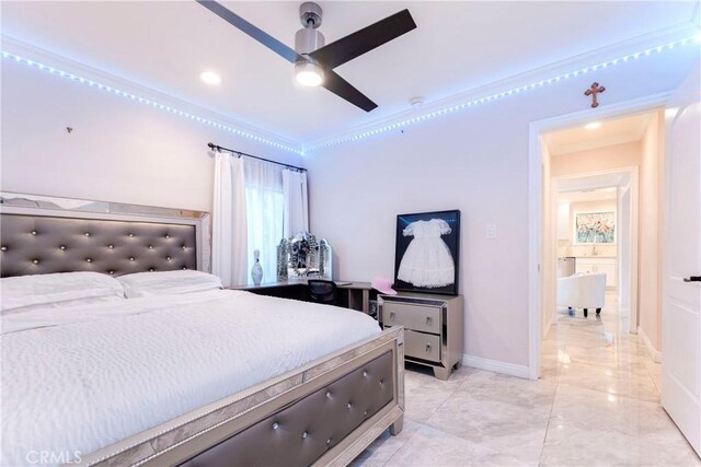 19119 Lemay St, Reseda, CA 91335 - bedroom with a ceiling fan and light marble finish floors