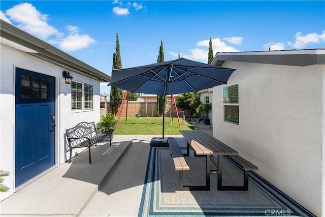 42545 30th St W, Lancaster, CA 93536 - view of patio / terrace featuring a playground