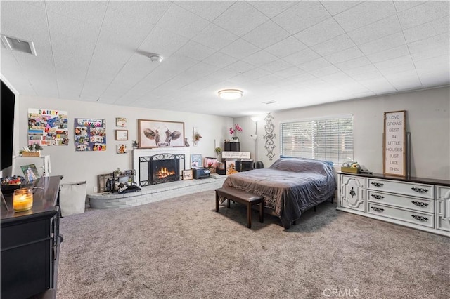 42545 30th St W, Lancaster, CA 93536 - bedroom with carpet floors and a fireplace