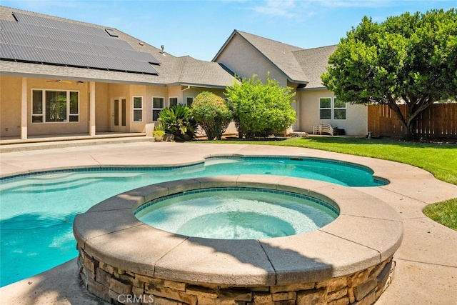 13962 Lindbergh Cir, Chico, CA 95973 - view of swimming pool featuring a patio, a pool with connected hot tub, and french doors