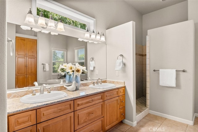 13962 Lindbergh Cir, Chico, CA 95973 - full bath with a walk in shower, double vanity, a bath, and tile patterned flooring