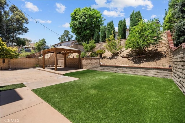 21643 Masterson Ct, Saugus, CA 91350 - fenced backyard featuring a patio and a gazebo