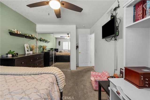 21643 Masterson Ct, Saugus, CA 91350 - carpeted bedroom with a closet and a ceiling fan