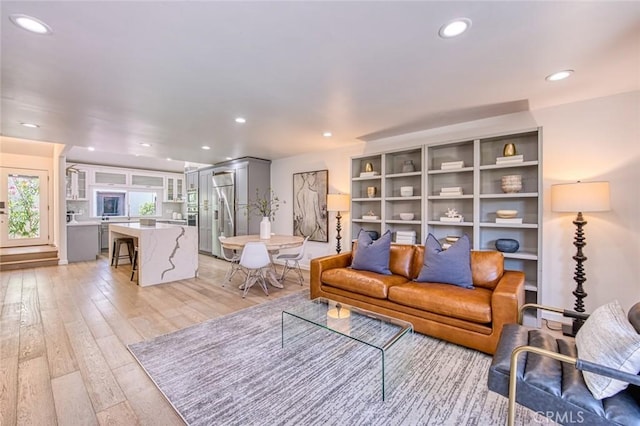 2008 Baja, Newport Beach, CA 92660 - living room featuring light wood-type flooring and recessed lighting