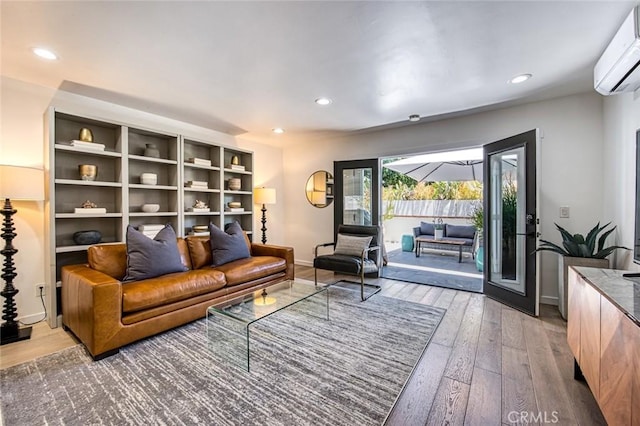 2008 Baja, Newport Beach, CA 92660 - living area with an AC wall unit, hardwood / wood-style flooring, and recessed lighting