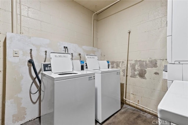 1745 Neil Armstrong St Unit 206, Montebello, CA 90640 - community laundry room featuring concrete block wall and washing machine and dryer