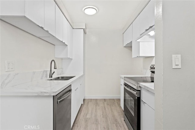 1745 Neil Armstrong St Unit 206, Montebello, CA 90640 - kitchen with appliances with stainless steel finishes, light countertops, light wood finished floors, and white cabinets