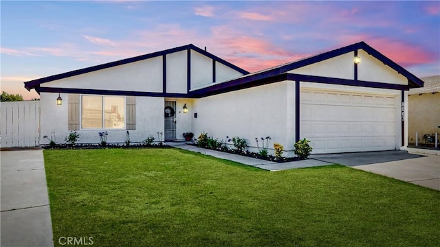 8007 New Salem St, San Diego, CA 92126 - ranch-style house featuring driveway, stucco siding, a garage, and a front yard