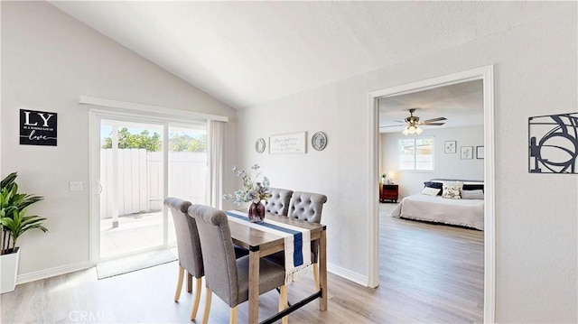 8007 New Salem St, San Diego, CA 92126 - dining room with wood finished floors, lofted ceiling, and ceiling fan