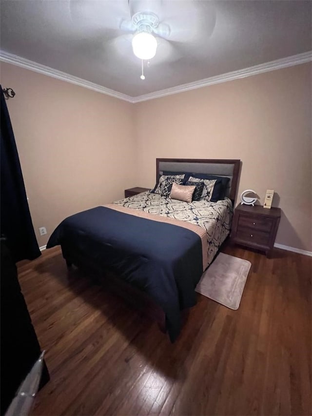 4552 Shasta Pl, El Monte, CA 91731 - bedroom featuring wood finished floors, crown molding, and ceiling fan