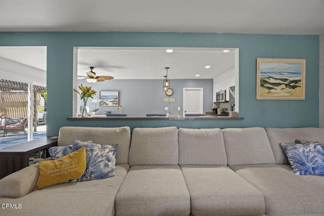 3151 W Hemlock St, Oxnard, CA 93035 - living room with recessed lighting and ceiling fan
