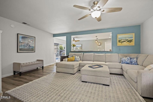 3151 W Hemlock St, Oxnard, CA 93035 - living area featuring wood finished floors and a ceiling fan
