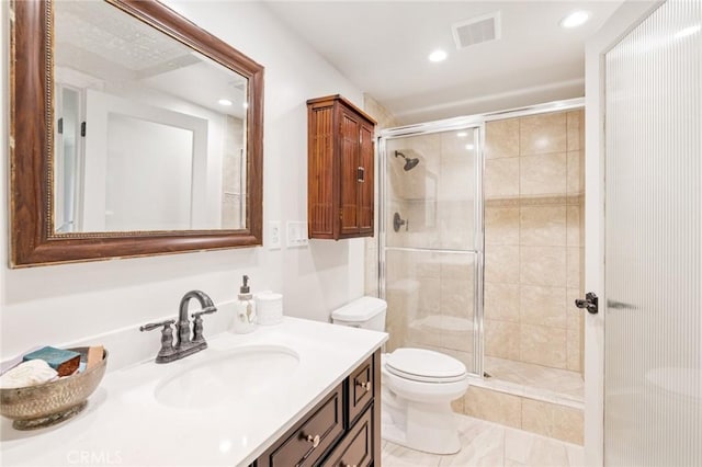 422 Cypress St, Laguna Beach, CA 92651 - full bath with vanity, a shower stall, and recessed lighting