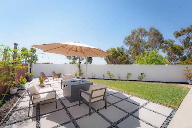 7083 Deerhurst Ct, San Diego, CA 92139 - fenced backyard with a fire pit and a patio