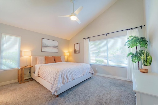 7083 Deerhurst Ct, San Diego, CA 92139 - bedroom featuring carpet, ceiling fan, and high vaulted ceiling