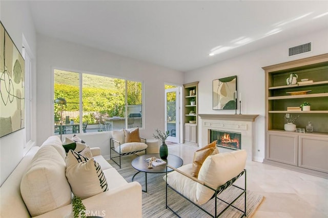 14 Pavona, Newport Coast, CA 92657 - living area featuring a fireplace, recessed lighting, and built in features