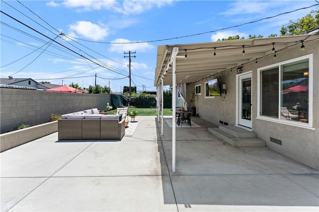 330 Glenshaw Dr, La Puente, CA 91744 - fenced backyard with an outdoor living space, a patio, and outdoor dining area
