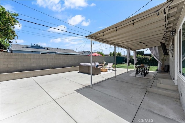 330 Glenshaw Dr, La Puente, CA 91744 - fenced backyard with outdoor lounge area, a patio area, and outdoor dining space
