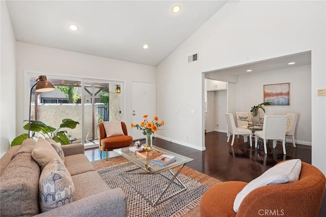 1846 Rosebrook Ln, Rosemead, CA 91770 - living room with recessed lighting, wood finished floors, and high vaulted ceiling