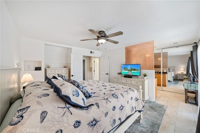 26301 Montarez Cir, Mission Viejo, CA 92691 - bedroom featuring light tile patterned floors and ceiling fan