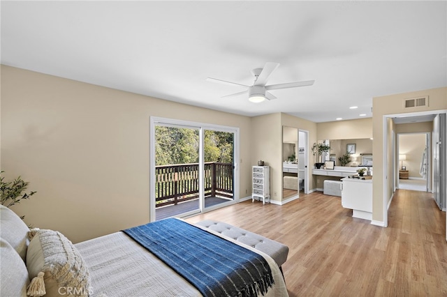 33262 Paseo Molinos, San Juan Capistrano, CA 92675 - bedroom with access to outside, light wood-style flooring, and ceiling fan