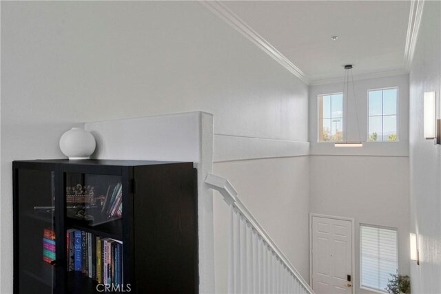 3393 Shadetree Way, Camarillo, CA 93012 - stairway featuring crown molding