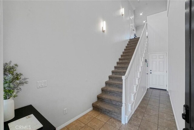 3393 Shadetree Way, Camarillo, CA 93012 - stairs featuring tile patterned flooring and baseboards