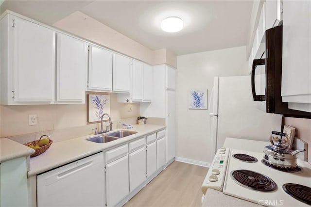 3511 Elm Ave Unit 212, Long Beach, CA 90807 - kitchen with white appliances, light wood-type flooring, light countertops, and white cabinets