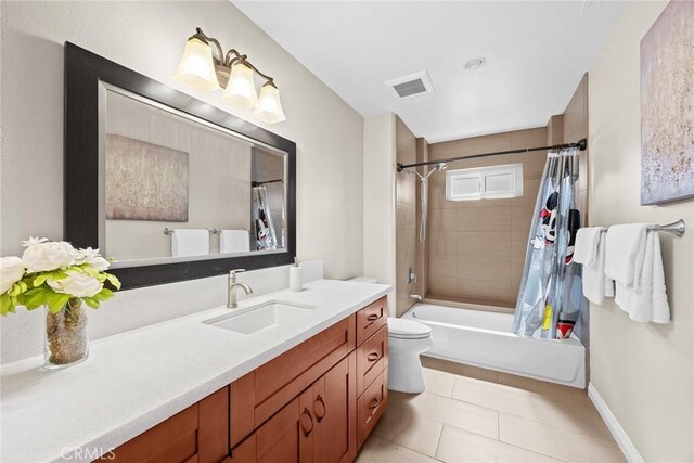 826 Country Oaks Ln, Arcadia, CA 91006 - bathroom with vanity, shower / bath combo with shower curtain, and tile patterned floors