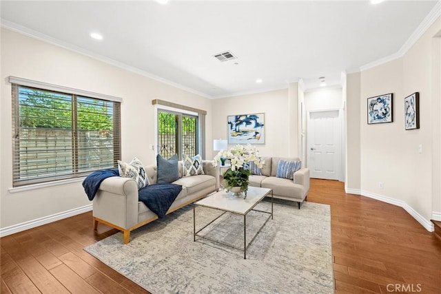 826 Country Oaks Ln, Arcadia, CA 91006 - living area featuring ornamental molding, recessed lighting, and wood finished floors