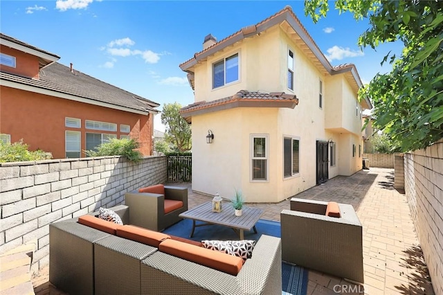 826 Country Oaks Ln, Arcadia, CA 91006 - back of property featuring an outdoor living space, a patio area, and a fenced backyard