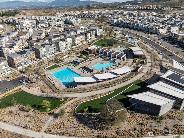 27717 Knoll View Pl, Valencia, CA 91381 - aerial perspective of suburban area featuring a pool and a mountain backdrop