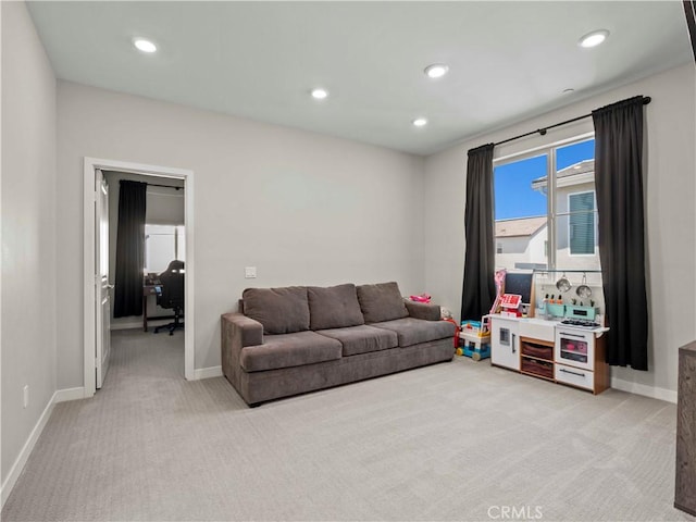 27717 Knoll View Pl, Valencia, CA 91381 - living room featuring light colored carpet and recessed lighting