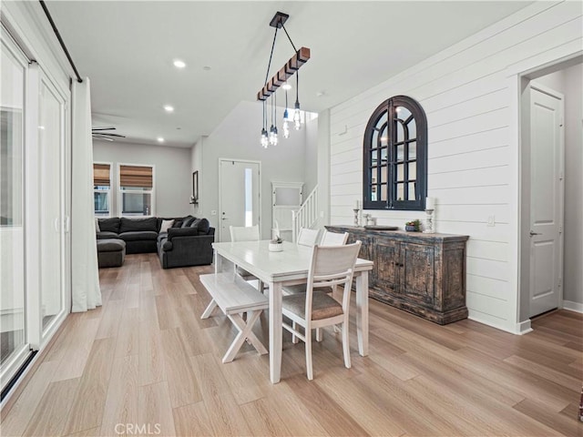 27717 Knoll View Pl, Valencia, CA 91381 - dining room featuring light wood-style flooring, recessed lighting, and stairway