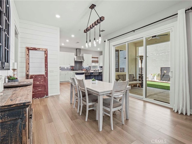 27717 Knoll View Pl, Valencia, CA 91381 - dining area with light wood-style floors, ceiling fan, and recessed lighting