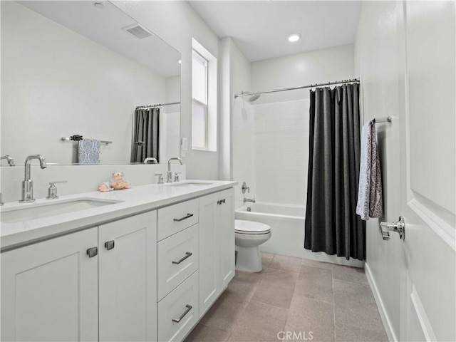 27717 Knoll View Pl, Valencia, CA 91381 - bathroom with double vanity, shower / tub combo, and recessed lighting