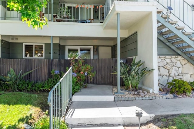 22913 Nadine Cir Unit A, Torrance, CA 90505 - property entrance with stone siding and a balcony