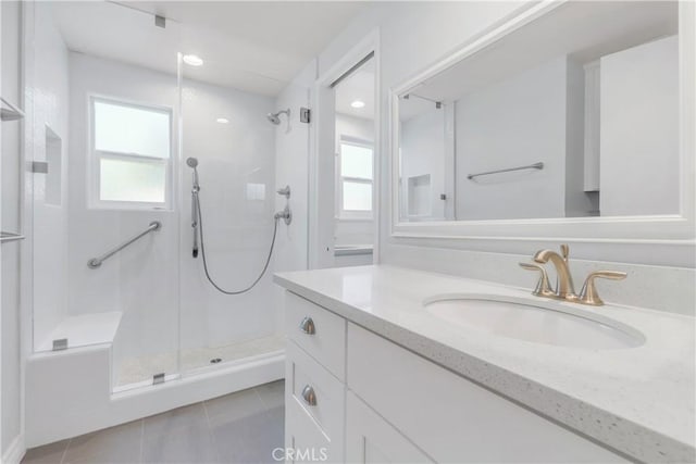 22913 Nadine Cir Unit A, Torrance, CA 90505 - full bath with a shower stall, vanity, and tile patterned flooring